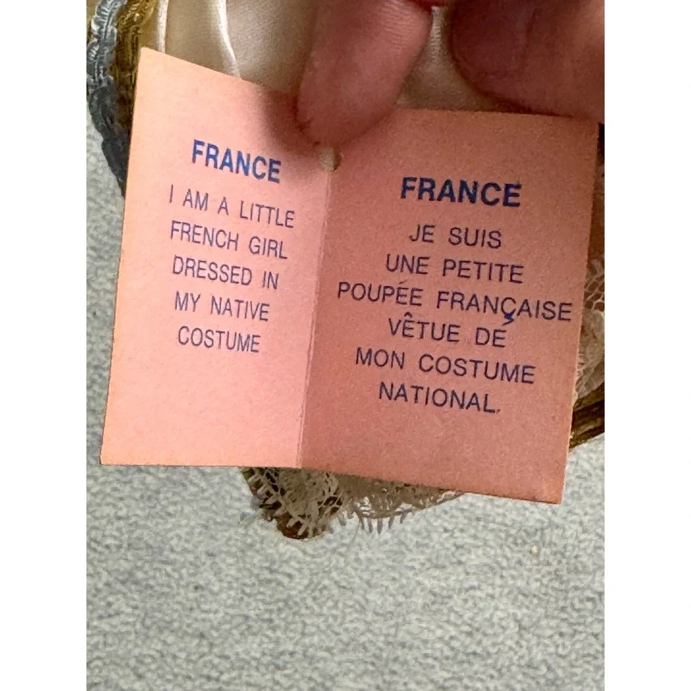 Vintage French Souvenir Doll Sleep Eyes Lace Costume France Native Dress Tagged
